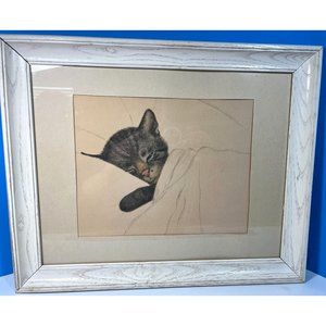 Vintage 1961 C & O Railroad Advertisement of Chessie Cat Train Framed 16" x 13"